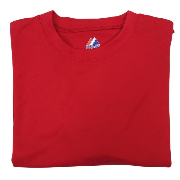 Majestic Cool Base Long Sleeve Shirt Mens Size L Pullover Red Baseball Athletic - Picture 7 of 9